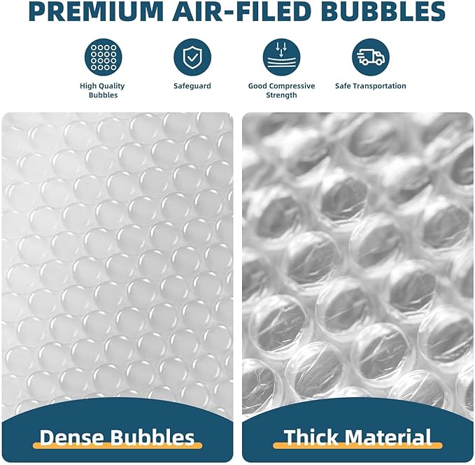 Metronic Bubble Cushioning Wrap 16 Inch x 36 FT, Dense Bubble Packing Air Wrap Clear Bubble Packing Roll for Shipping and Moving Supplies, Perforated Every 12"