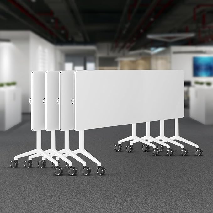 Folding Conference Room Tables 6 Pack, Foldable Modern Mobile Meeting Table Desk Training Table 6FT Large Rolling OfficeTable for Conference Training Classroom (4, 63" * 23.6" * 29.5")
