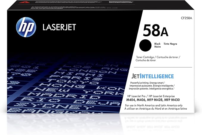 HP 58A Black Toner Cartridge | Works with HP LaserJet Enterprise M406 Series, MFP M430 Series, Pro M404 Series, M428 Series | CF258A