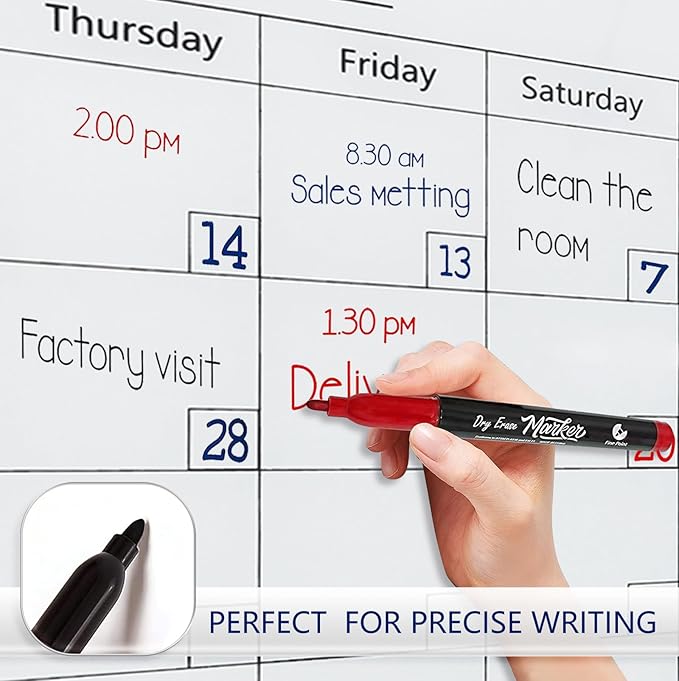 Magnetic Whiteboard Calendar, 4' x 3' Glass Wall Calendar Dry Erase Board Monthly Planner for Home, School, Office, Frameless, with Markers, Marker Tray, Eraser, Magnets