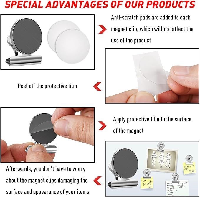 FINDMAG 20 Pack Magnetic Clips Fridge Magnets, Heavy Duty Refrigerator Magnet Clips Whiteboard Magnet, Strong Clips Magnets Scratch Free Metal Magnet Clips for Fridge, Whiteboard, Kitchen, Office