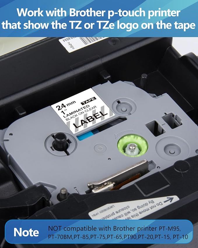 Weemay 3 Pack TZe151 24mm Black on Clear Laminated Label Tape Compatible with Brother Label Maker Tape TZe-151 TZe 151 TZ-151 TZ151 for PTouch PT-E500 PT-D600 PT-P750W PT-P900W Printer, 1 In x 26.2 ft