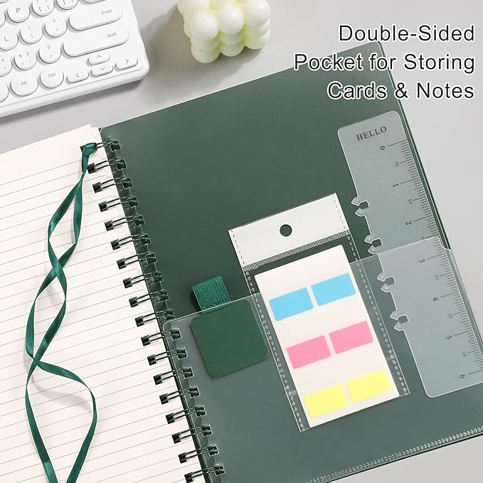 EMSHOI Lined Journal A4 Spiral Notebook, College Ruled Notebook, 300 Pages/150 Sheets, 100gsm Acid-Free Paper, Waterproof Softcover Notebook for School, Work, Writing, 8.27" × 11.2" - Dark Green