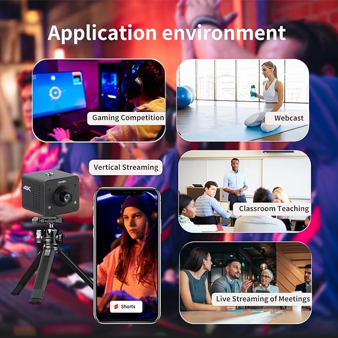 4K Native NDI HX3 POV Webcam Camera PoE, ZowieCAM, Simultaneously HDMI & SDI Output, RTSP/RTMP(s)/SRT, Standalone Live Streaming to YouTube/Twitch for Webcast, Meeting, Teaching & Gaming (M12)