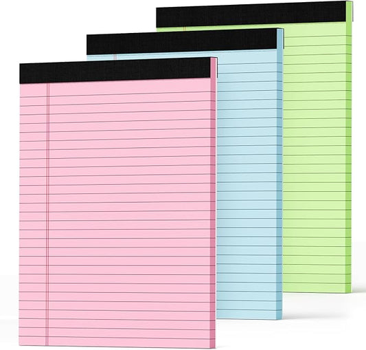 Legal Pads 8.5 x 11 Colored Note Pads 8.5 x 11, 3 Pack Notepads 8.5 x 11, Pink Notepad 8.5 x 11 Legal Pad, Notebook Paper 8.5 x 11 for Home Office Supplies, Lined Paper Pads 8 1/2 x 11, 30 Sheets/Pad