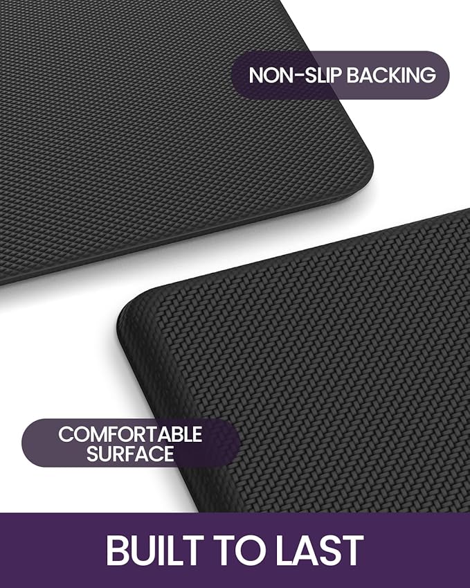 DEXI Kitchen Mat Cushioned Anti Fatigue, Non Slip Waterproof Comfort Standing Floor Rug for Kitchen, Office, Sink, Laundry, 39x20, Black