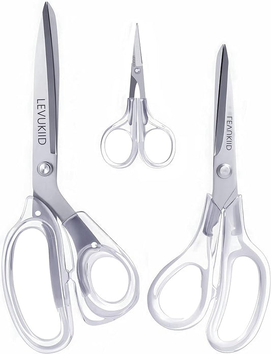 9 Inch All Purpose Scissors for Adults - Ins Style Clear Handle, 2Cr13 Stainless Steel Sharp Blade - Ideal for Fabric Crafts, Tailor's Shears - All-Purpose Fabric Scissors, Crafting & Office