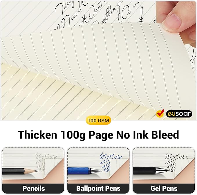 EUSOAR Blue Journal, 1 Pack A5 5.5"x8.3" Hardcover Spiral Lined Notebook College Ruled, 240 Pages(120 Sheets) Writing Pads Professional Notebook for DIY Note Taking School Business Work Office Diary