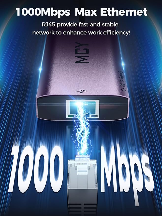 MCY USB C Hub,Laptop Docking Station Dual Monitor Single 8K,2x4K@60Hz,10 in 1 Type-C Multiport Adapter with 2 HDMI,PD100W,Extender Splitter,Card Reader,Ethernet Dock for Mac/Dell/HP/Surface/Steam Deck