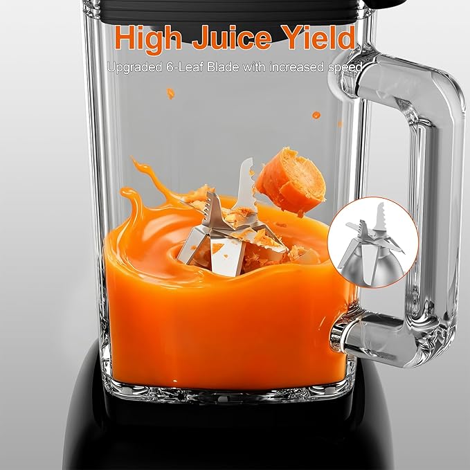 Glass Blenders for Kitchen with 750W, 54Oz. Countertop Blender Glass Jar Food Processor Combo, BPA-Free Blender for Smoothies, Ice Crush,Nuts, Frozen Drinks and Fruits (Black)