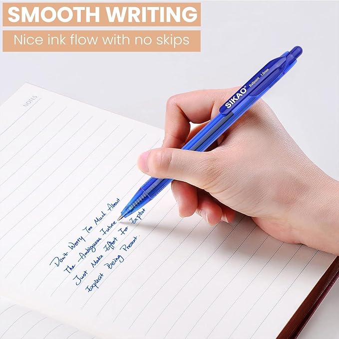 Blue Pens Bluk | 60 Pack Durawrite Retractable Ballpoint Smooth Writing | Ball Point Click Pens Blue Ink 1.0mm with Clear & Vivid Lines for Servers School Office Supplies, Lapiceros