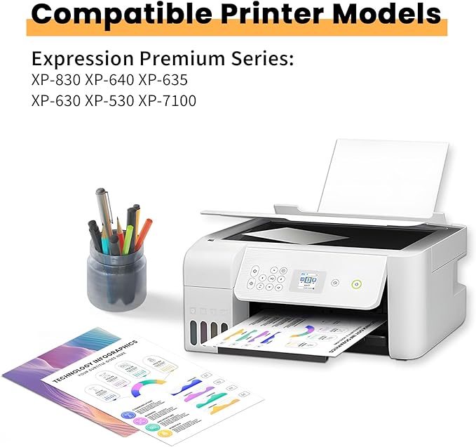 Remanufactured Ink Cartridge Replacement for Epson 410 Ink Cartridges 410XL T410 T410XL for Epson XP-7100 XP-530 XP-630 XP-640 XP-900 XP-830 Printers(Cyan, Magenta, Yellow)