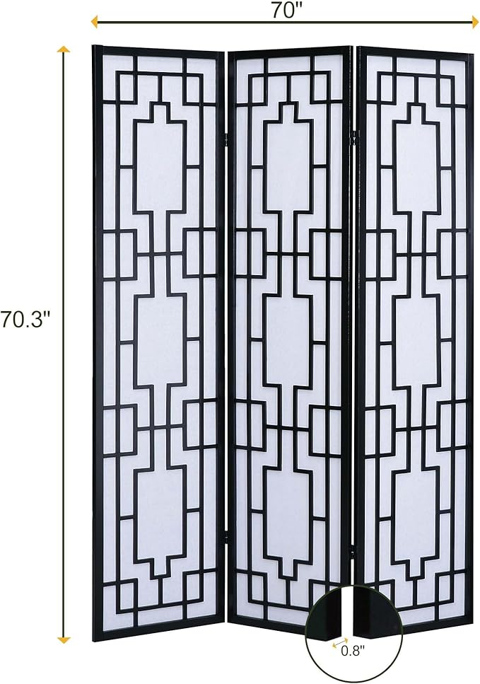NicBex Room Divider 3 Panel Room Dividers with Geometric Lattice Design Partition Room Dividers and Folding Privacy Screens Wall Divider for Office, Room Separation,70" W x 0.8" D x 70.3" H, Black