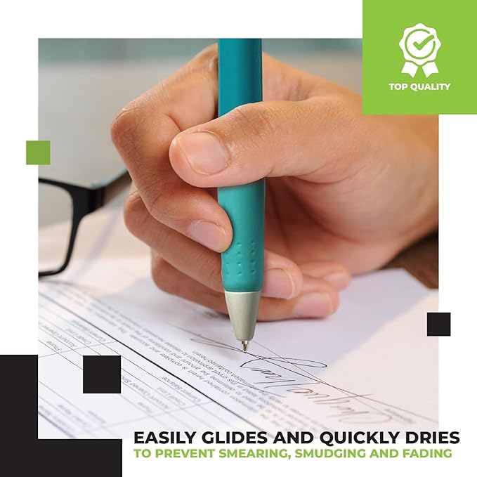 Simply Genius 100-Piece Retractable Ballpoint Pen Set, Bulk Office Supply with Black Ink - Ideal for Schools, Notebooks, Journals & More (Blue Pens Bulk)