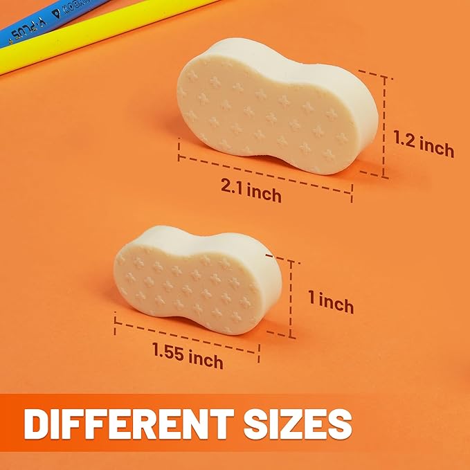 Yplus Eraser Line - Hipolymer Pencil Erasers for School Office, Cute White Rubber Eraser for Kids, Artist No Residues, 6 Pcs Stocking Stuffers for Kids Toddler