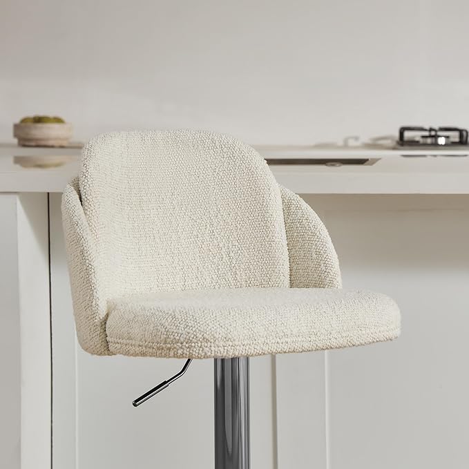 CHITA Adjustable Bar Stools Set of 3, Swivel Counter Height Stools with Stainless Steel Base for Bar, Kitchen Island, Dining Room, Sleek Black