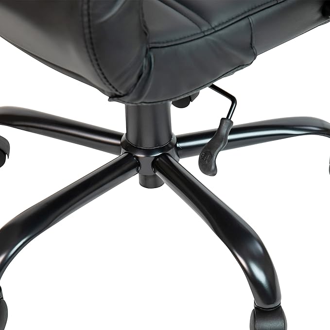 Flash Furniture Whitney High-Back Swivel LeatherSoft Desk Chair with Padded Seat and Armrests, Adjustable Height Padded Office Chair, Black