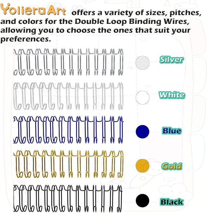 3 to 1 Pitch Twin Loop Wire Binding Spines, 3/8 Inch Book Binder Combs, 100 Pack Spiral Binding Coils for Booking Binder Machine, Students and Coworkers (60 Sheet Capacity, Blue)