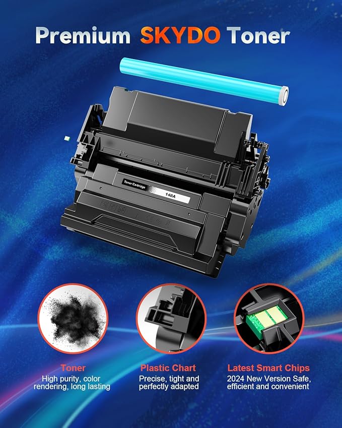 148A Toner Cartridge Black (with Chip) Compatible Replacement for HP 148A W1480A 148X W1480X Work for MFP 4101fdn 4101fdw 4001dn Laserjet Pro 4001dw 4001n Printer (2 Pack)