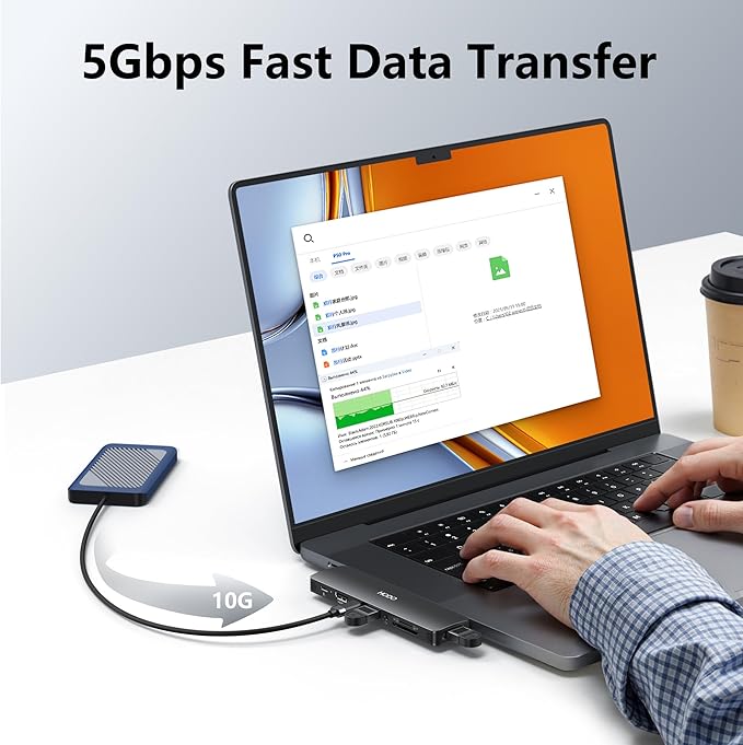 USB C Adapter HDMI Hub for MacBook Pro Air 2025-2018 M1 M2 M3 M4, Mac USB Adapter 8 in 2, MacBook USB C Hub with HDMI, Thunderbolt 3, 10G USB C USB A Data Ports, SD TF Card Reader, Audio, Black