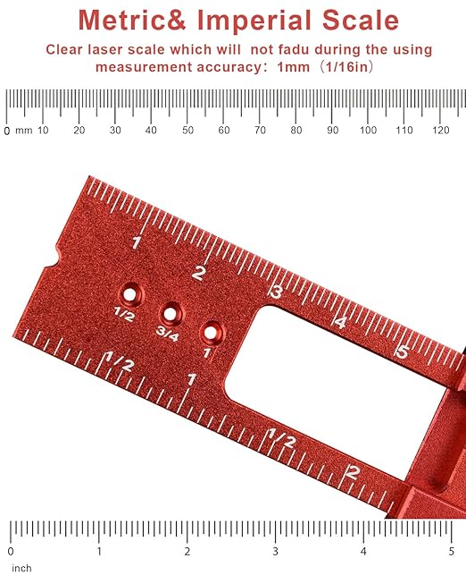 Woodworking Ruler Precision Pocket Rule - BOXmime 12,8,6 Inch Metal Slide Stop Marking Ruler Metric Inch Measuring Wood Working Scribing Rulers - Engineers Woodwork Adjustable Sliding Ruler