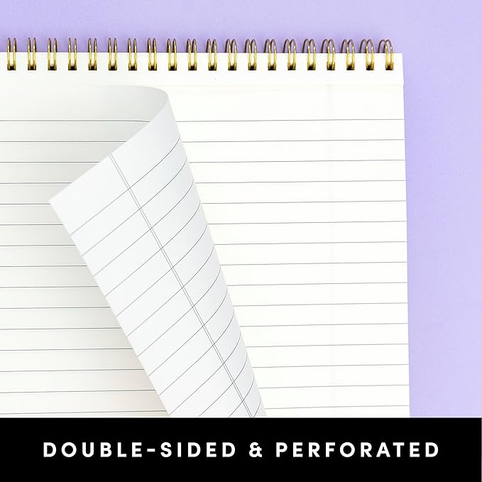 PAPERAGE Top Bound Spiral Notebook, 3 Pack, Lined Notepad, (Raspberry/Marigold/Mint), 70 Sheets (140 Pages) Per Notebook, Wide/Legal Ruled, 8.5 inches x 11 inches