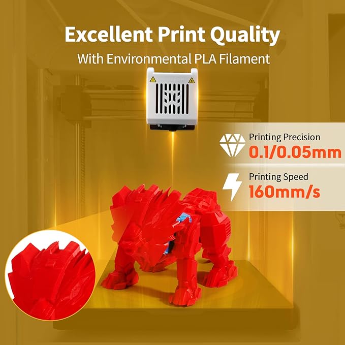 X-Maker 3D Printer for Kids and Beginners, Fully Assembled High-Speed 3D Printer with 8 PLA Filament Set, Leveling-Free Bed, Wi-Fi Printing, Resume Printing, Silent, High Precision, with App