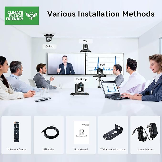 Tenveo UHD 4K PTZ Conference Room Camera 12X Optical Zoom USB3.0/HDMI Wide View Angle, 4K PTZ Camera for Video Conference Church Services Worship Events, Zoom/OBS/YouTube Live Streaming