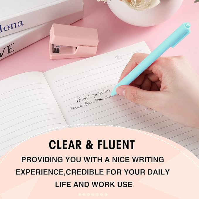 Teling 100 Pcs Ballpoint Pens Retractable Comfortable Cute Stylish Writing Pens in Medium Point 1.0 mm for Office Supplies(Light Blue)