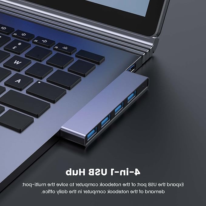 USB Hub, Fidioto 4-Port USB Hub(1 * 3.0 Hub, 3 * 2.0 Hub) USB Splitter for Laptop,Windows PC,Mac,Printer,Flash Drive,Mobile HDD, Notebook PC