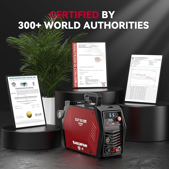 ARCCAPTAIN iControl Cut55 Pro Plasma Cutter, [APP Control] 55 Amp Non-Touch Pilot Arc 120V/240V Plasma Cutter Machine, Large LED Display and 2T/4T, 3/4 inch Maximum Cut, DC Inverter IGBT