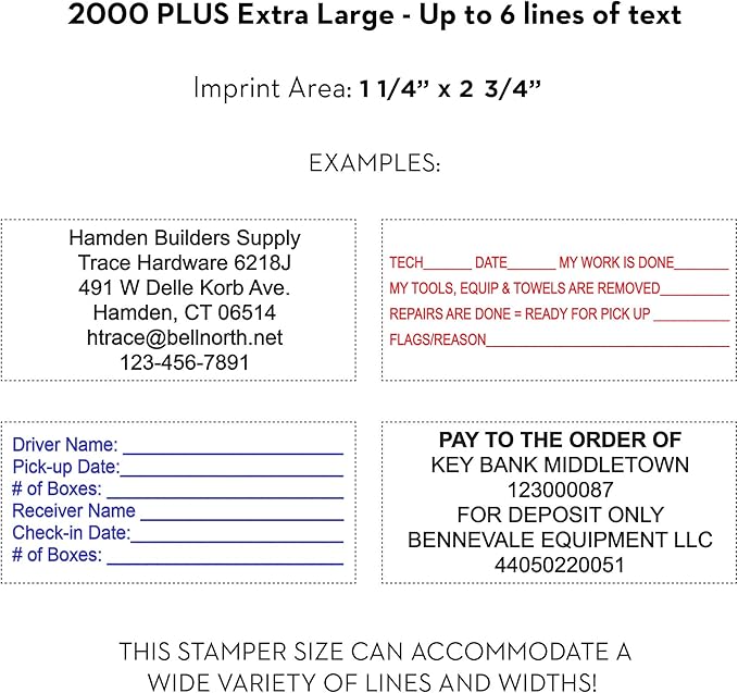 COLOP Extra Large Size Self Inking Custom Text Stamp - Choose from Many Fonts & 15 Ink Colors