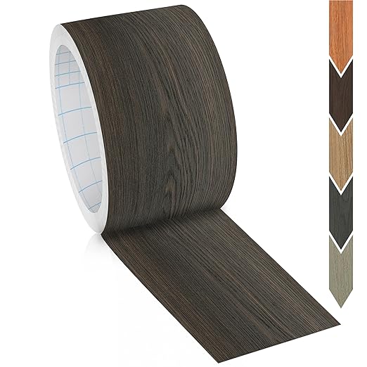 GSCIT Club Wood Grain Repair Tape, 2.4 inch X 15ft Self Adhesive Black Walnut Grain Repair Patch for Tables, Chairs, Baseboards, Doors, Windows, Floors, Handicraft DIY.