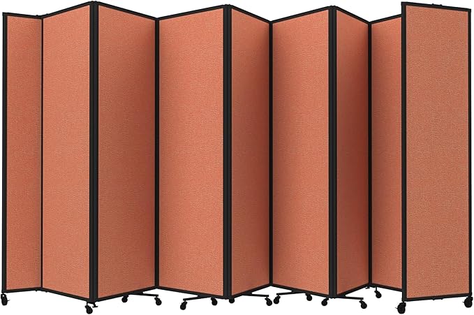 Versare Room Divider 360 Portable Wall Partition | Folding Panels | Large Freestanding Divider | Locking Wheels | Temporary Room Separator