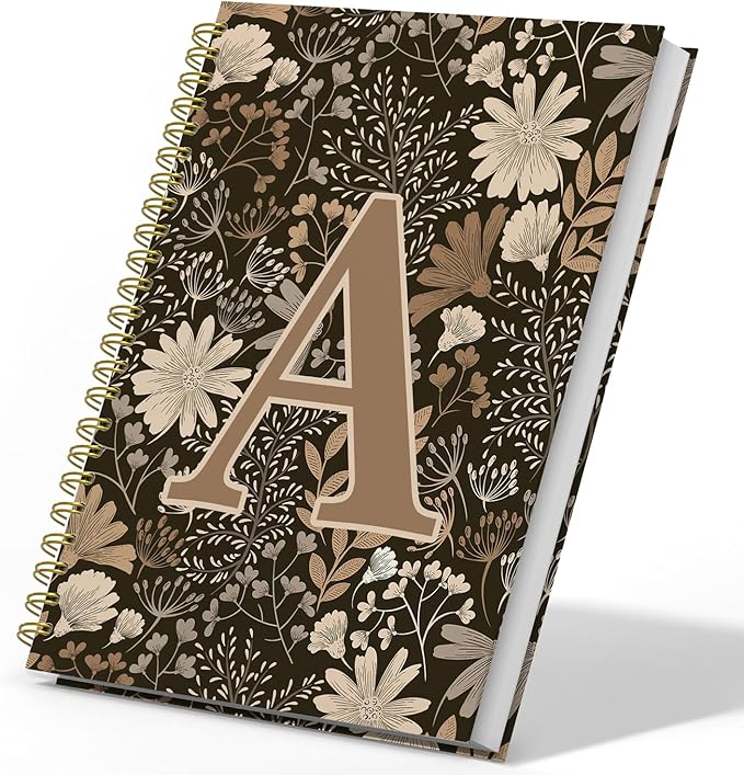 Initial A Personalized Journaling Notebooks, Boho Floral Journal Notebook for Women Girls, Costom Monogrammed Gifts for Women Mom Girls Friends, Letter Spiral Notebook, 5.5x8.3