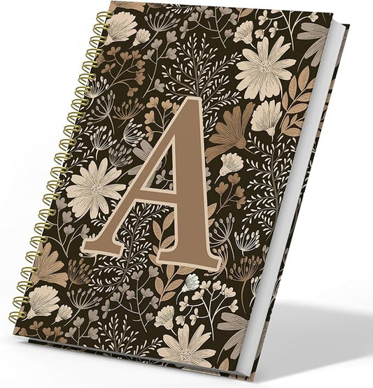 Initial A Personalized Journaling Notebooks, Boho Floral Journal Notebook for Women Girls, Costom Monogrammed Gifts for Women Mom Girls Friends, Letter Spiral Notebook, 5.5x8.3
