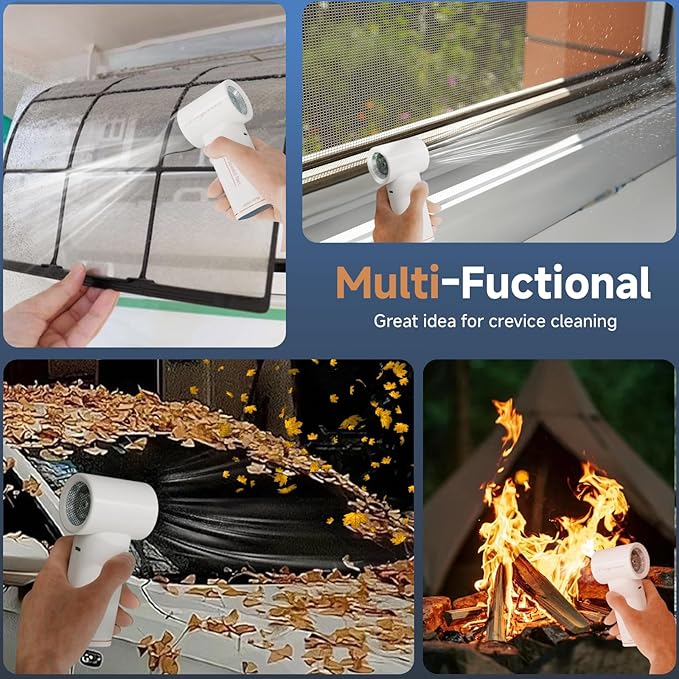 Mini Compressed Air Duster, 5 Gear Adjustable 80000RPM [Small But Powerful] Cordless Electric Air Blower, Fast Charging & Reusable Dust Cleaner for Computer, Keyboard, House & Car (White)