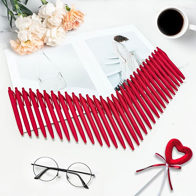 Aozora Pens Bulk 240 Pack Red Click Pens No Bleed Wholesale Retractable Ballpoint Pens Medium Point,Smooth Ink Pens for Journaling School Office Supplies 1.0MM Red Ink