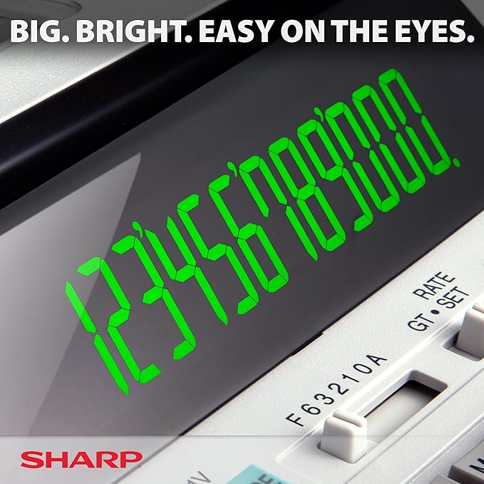 Sharp EL-1801V Ink Printing Calculator, 12-Digit LCD, AC Powered, Off-White, Ideal for Business & Office Use, Easy-to-Read Display & Durable Design
