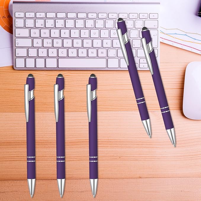 36 Pcs Blue Ink Ballpoint Pen with Stylus 2 in 1 Ballpoint Pen for Touch Screens School Office Coworkers (Deep Purple)