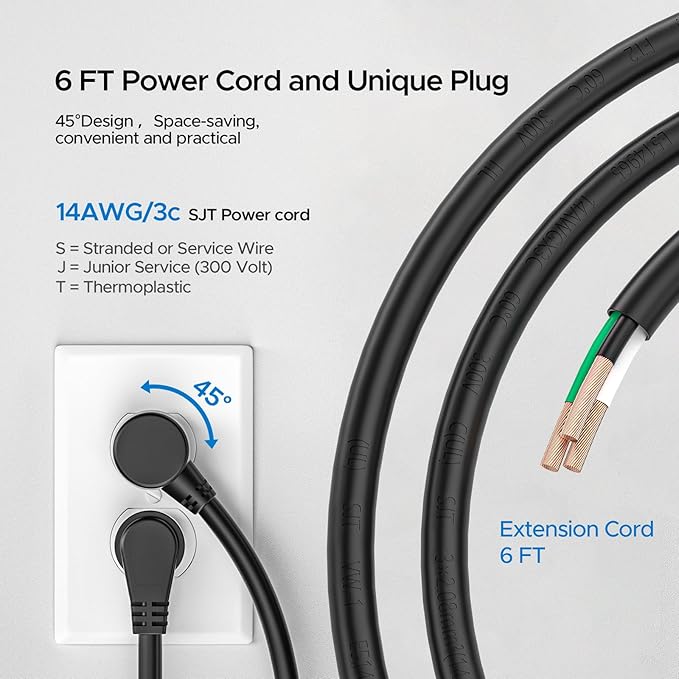 CRST 8 Outlet Metal Heavy Duty Power Strip, 2100J Surge Protector, 6FT Cord Mountable Wide Spaced Industrial Power Strip,15A/1875W