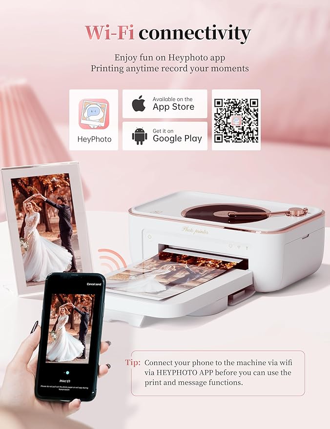 HPRT Photo Printer 4x6&Bluetooth Speaker,+20 Sheets and 1ribbon,Portable Instant Picture Printer for iPhone, Android, Thermal Dye-Sublimation, AR Video Printing,Wi-Fi Wireless Photo Printers