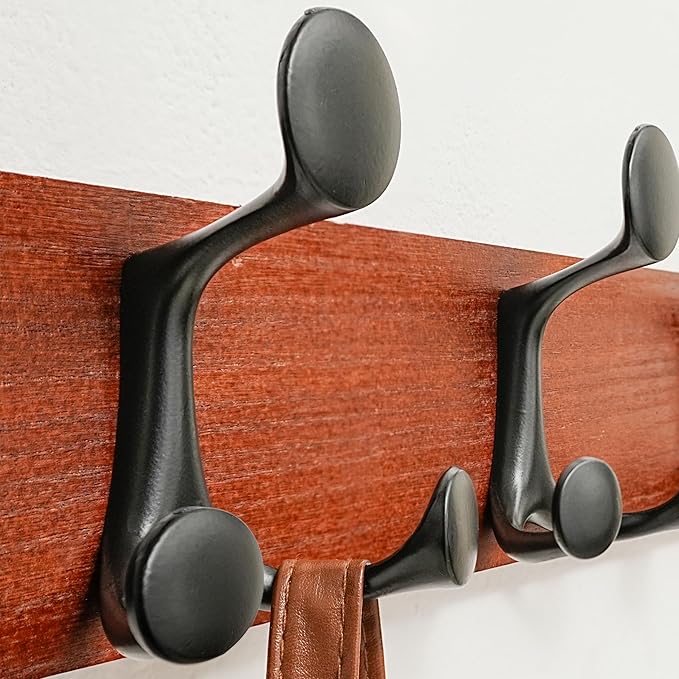 SKOLOO 43-Inch Cherry Wood Coat Rack Wall Mount with 8 Triple Hooks - Ideal for Family Entrances, Classrooms, and Pet Supplies Storage - Perfect Coat Hooks for Wall