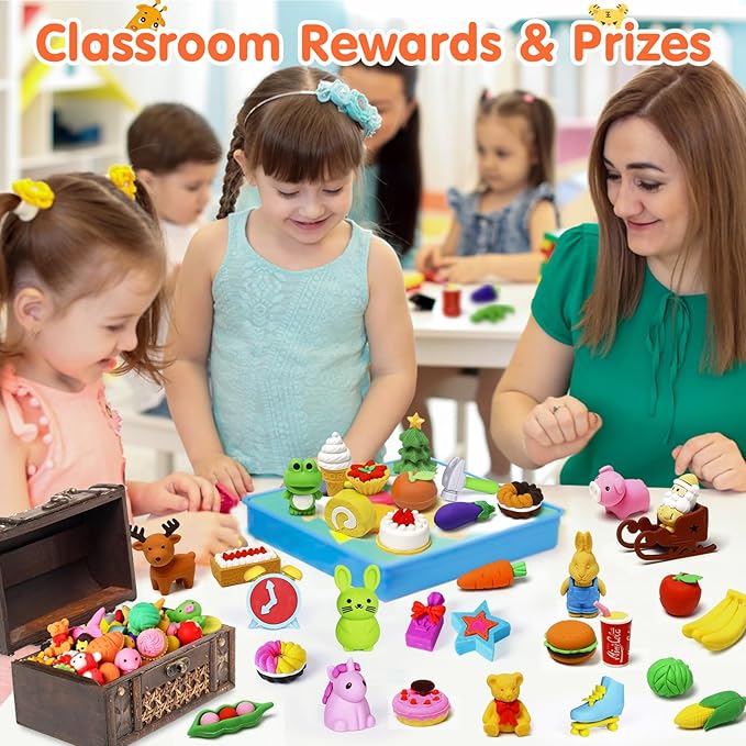 90 Pack Animal Pencil Erasers for Kids, 3D Mini Puzzle Take Apart Erasers, Desk Pets & Treasure Box Toys, Bulk Party Favors, Classroom Prizes, School Supplies, Gift for Boys & Girls