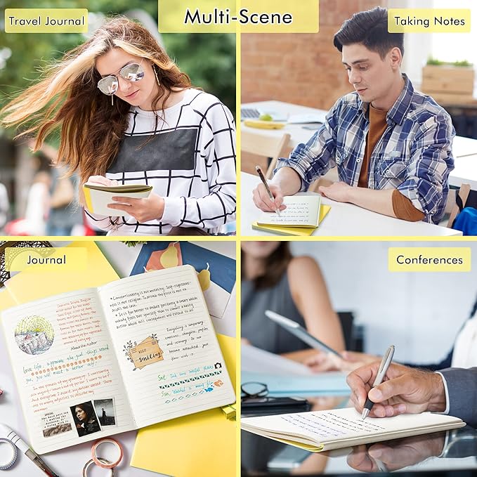 feela 36 Pack Soft Cover Journal Bulk, Lined Blank Travel Journal for Women Men Writing, Notebooks College Ruled for Work, Note Taking Notebook School Business Supplies, 8.2” x 5.5”, A5, Lemon Yellow