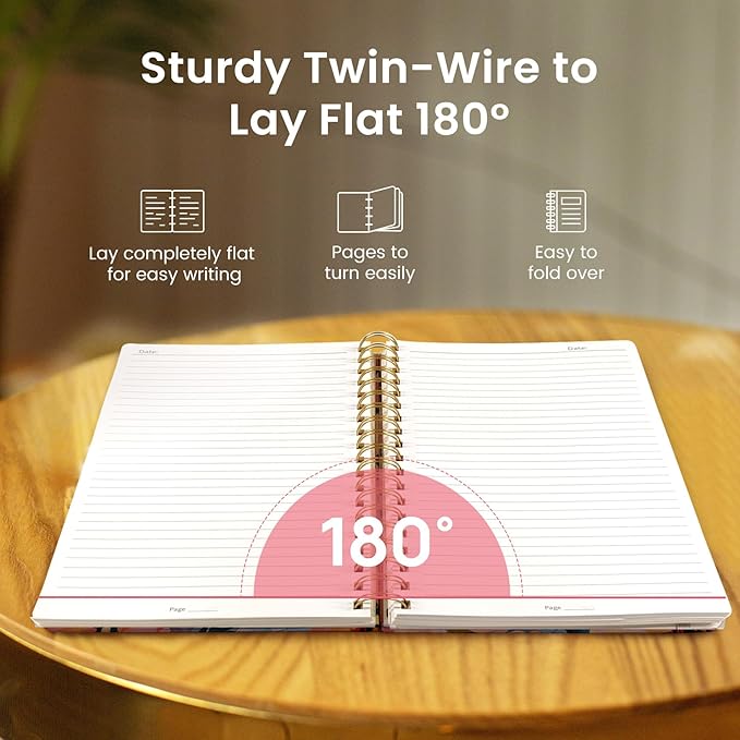 Lined Spiral Notebook Journal for Work, 300 Pages Thick B5 (7.1"x10") College Ruled Journal for Women & Writing, Hardcover Notebook for Note Taking, Perfect for Office Home School, Pastel Garden