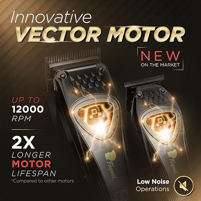 Fagaci Professional Hair Clippers for Men with DLC Blades and High Torque Vector Motor, Barber Clippers and Trimmers Set Zero Gap, 12000 RPM Hair Cutting Kit, Mens Haircut Cordless Clipper for Barber