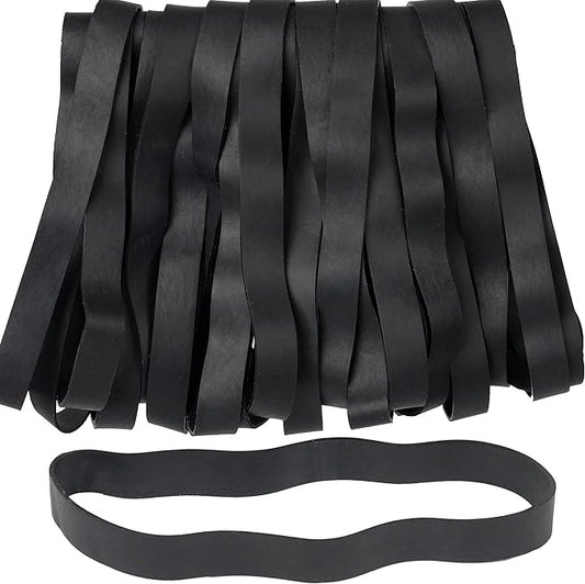 Rubber Bands Size#107 Heavy Duty Big Wide rubber band 30PCS Elastic Bands for Office Supply Trash Can File Folders Litter Box Rubber Bands (Black)