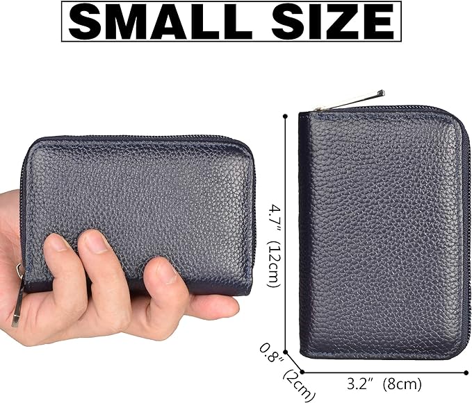 Easyoulife Genuine Leather Credit Card Holder Zipper Wallet With 26 Card Slots