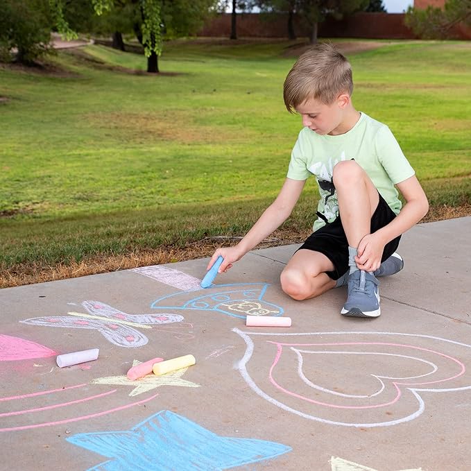 JOYIN 180 PCS Washable Sidewalk Chalks Set in 20 Colors Non-Toxic Jumbo Chalk for Outdoor Art Play, Painting on Chalkboard, Blackboard and Playground